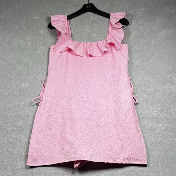 Lilly Pulitzer Zoya Ruffled Romper Womens Size 4 Pink Ruffle Sleeveless - Picture 1 of 15